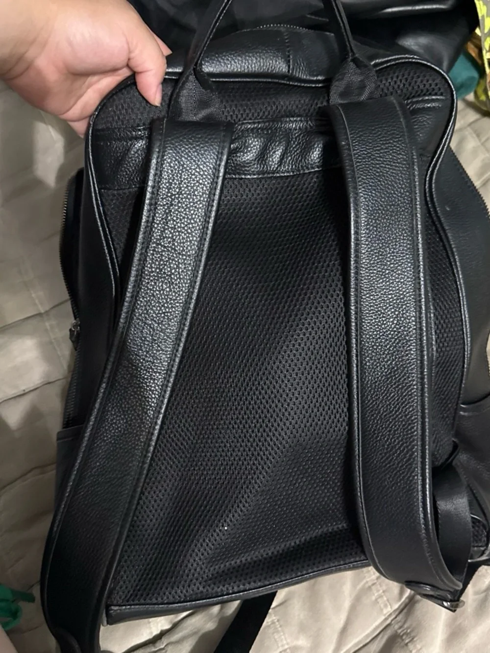 Black Men's Leather Backpack - Sleek Everyday Carry